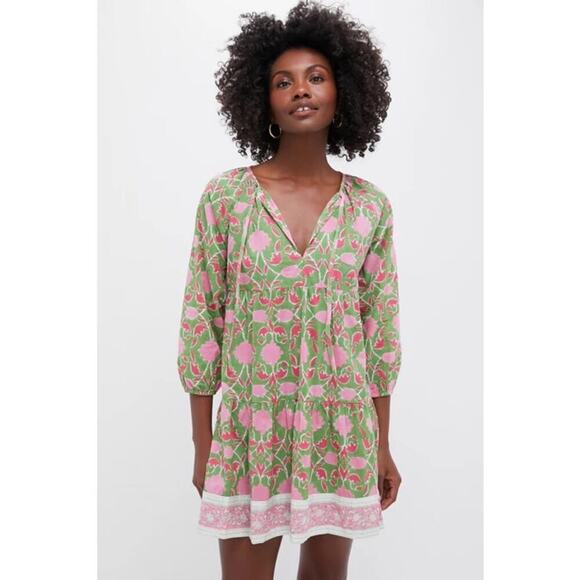 SZ Blockprints Dresses & Skirts - SZ BLOCKPRINTS Exclusive Celery Lisbon Print Priya Dress S - NWT